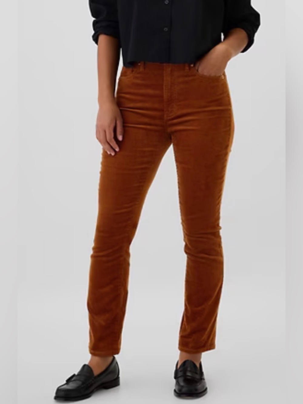EUC GAP High-Rise Vintage Slim Corduroy Pants in Rust Brown Size 8/29R
